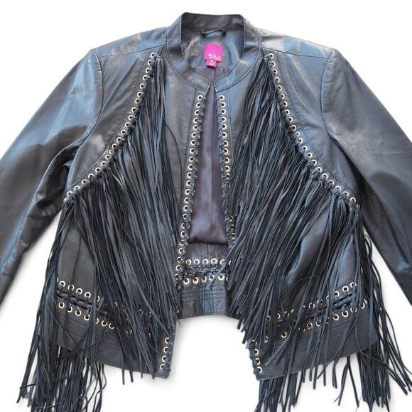 G.I.L.I Got it Love It Fringe Leather Motorcycle Jacket Black Women's 10 - Picture 4 of 10